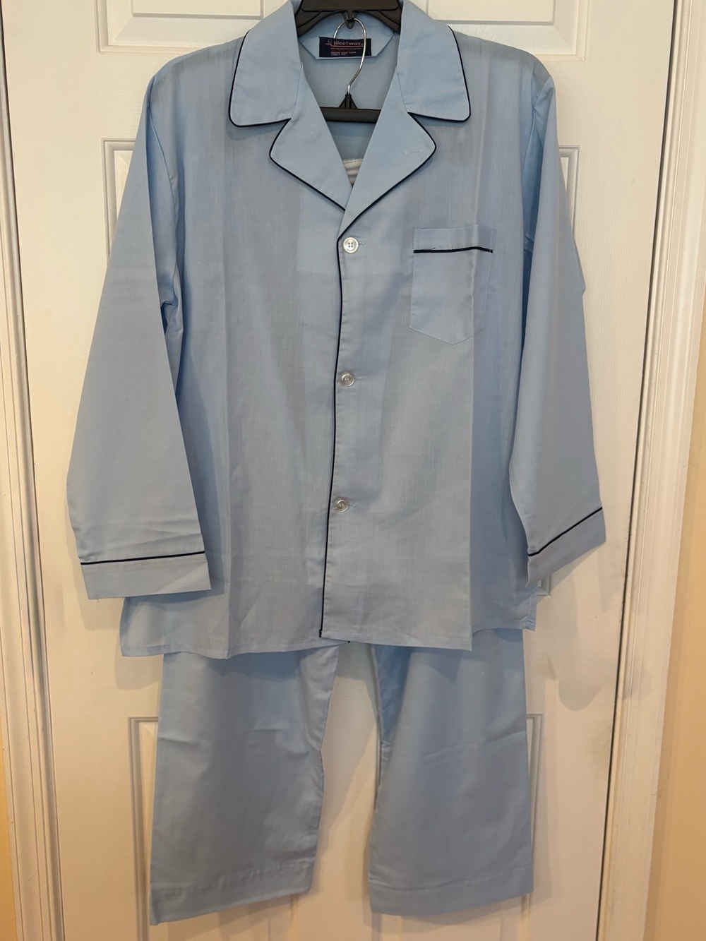 Vintage Pleetway Mens Large Pajama Set Blue Cotton Blend Made in USA
